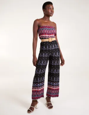 Aztec Woven Belted Bandeau Jumpsuit