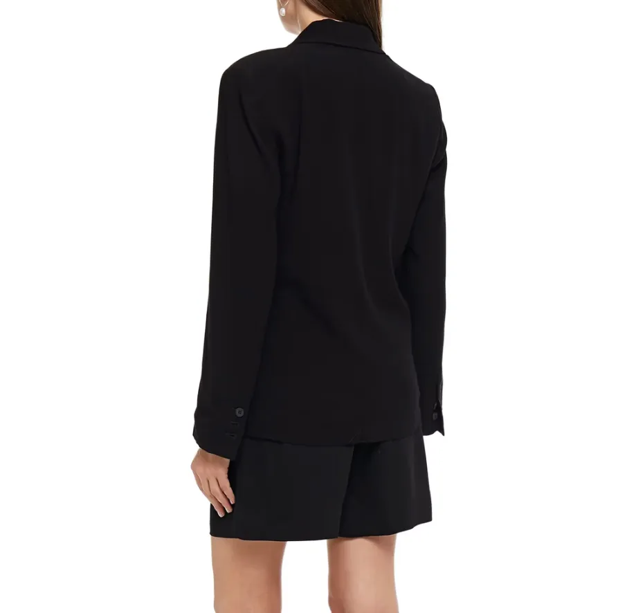 Ba&sh 'Nidia' Double-Breasted Satin-Trimmed Crepe Blazer