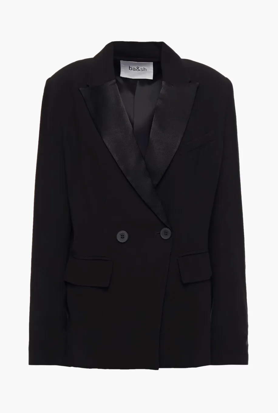 Ba&sh 'Nidia' Double-Breasted Satin-Trimmed Crepe Blazer