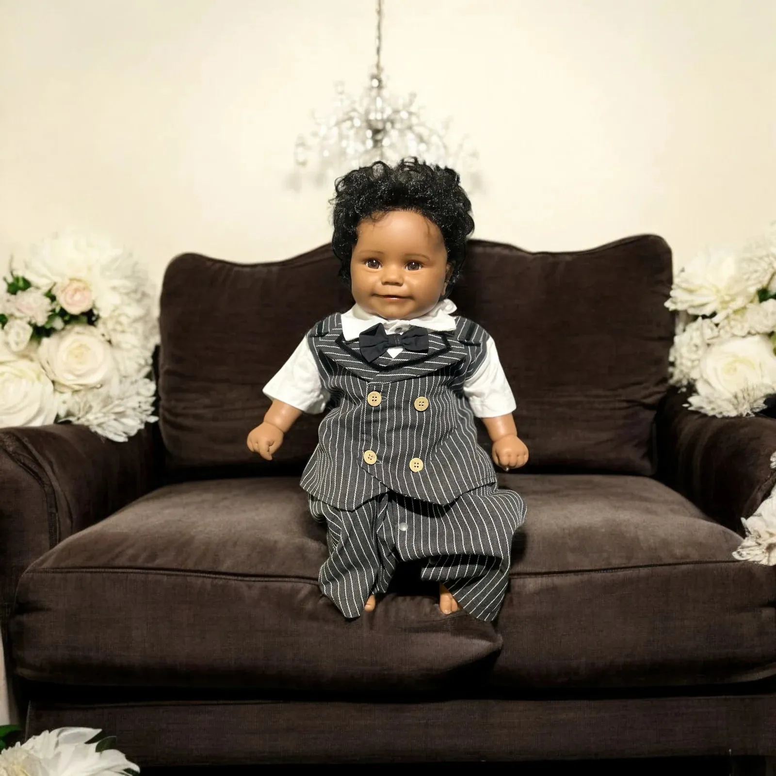 Baby Boy One-Piece Gentleman Jumpsuit with Bow Tie