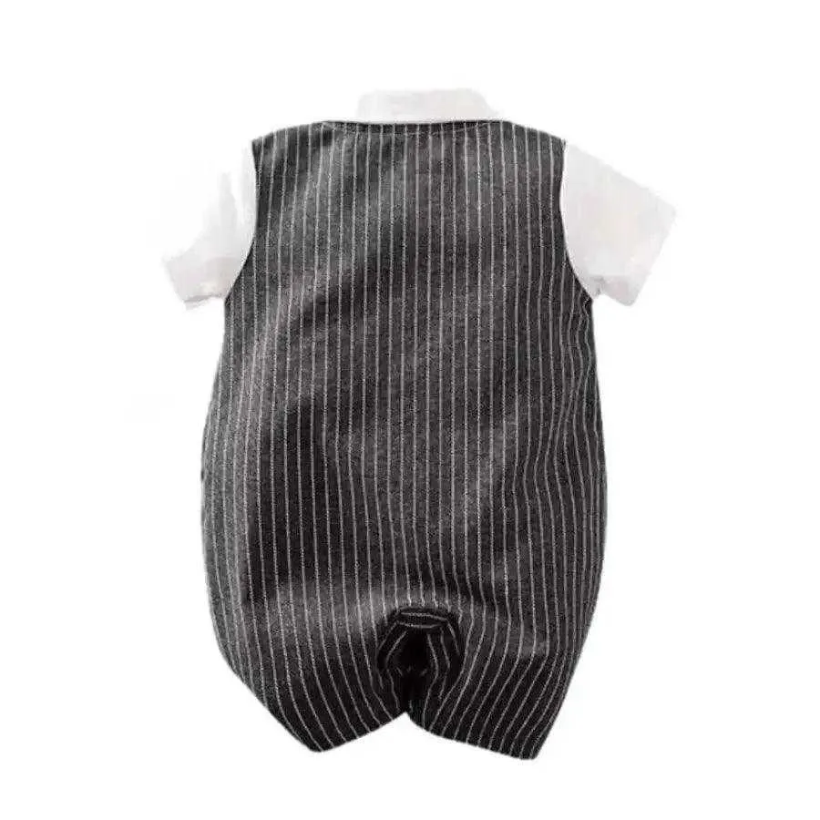 Baby Boy One-Piece Gentleman Jumpsuit with Bow Tie