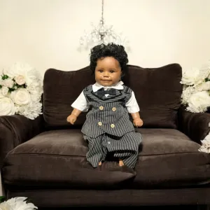 Baby Boy One-Piece Gentleman Jumpsuit with Bow Tie