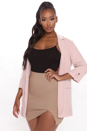 Back In Business Open Front Blazer - Pink