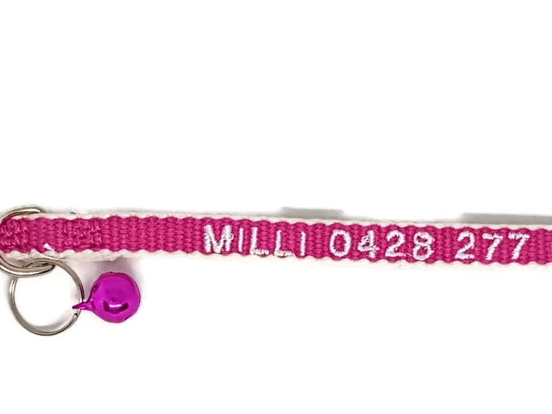 Bamboo Cat/Miniature Dog ID Collar Personalised Embroidery