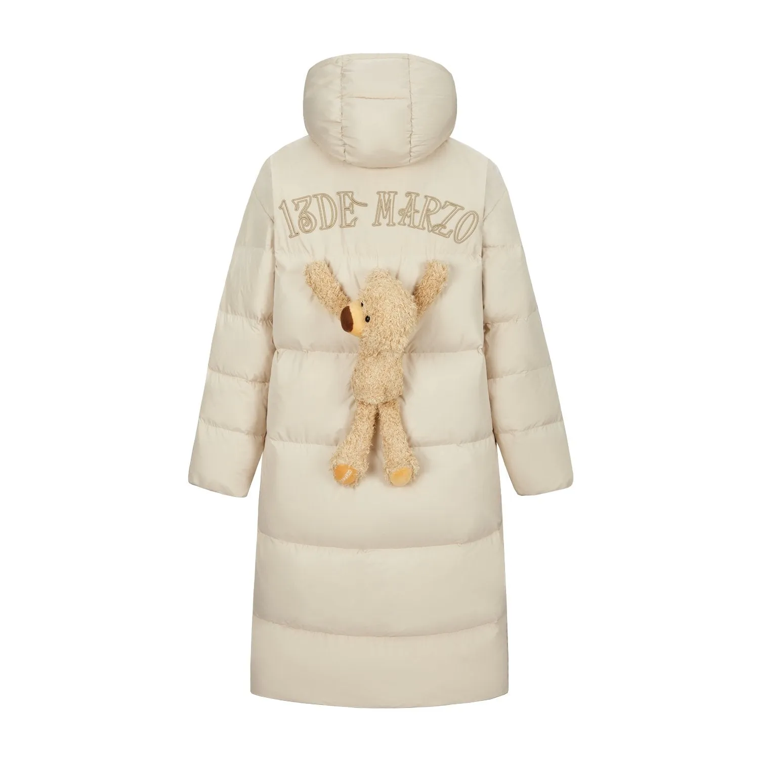 Bear Down Long Puffer Jacket In Khaki