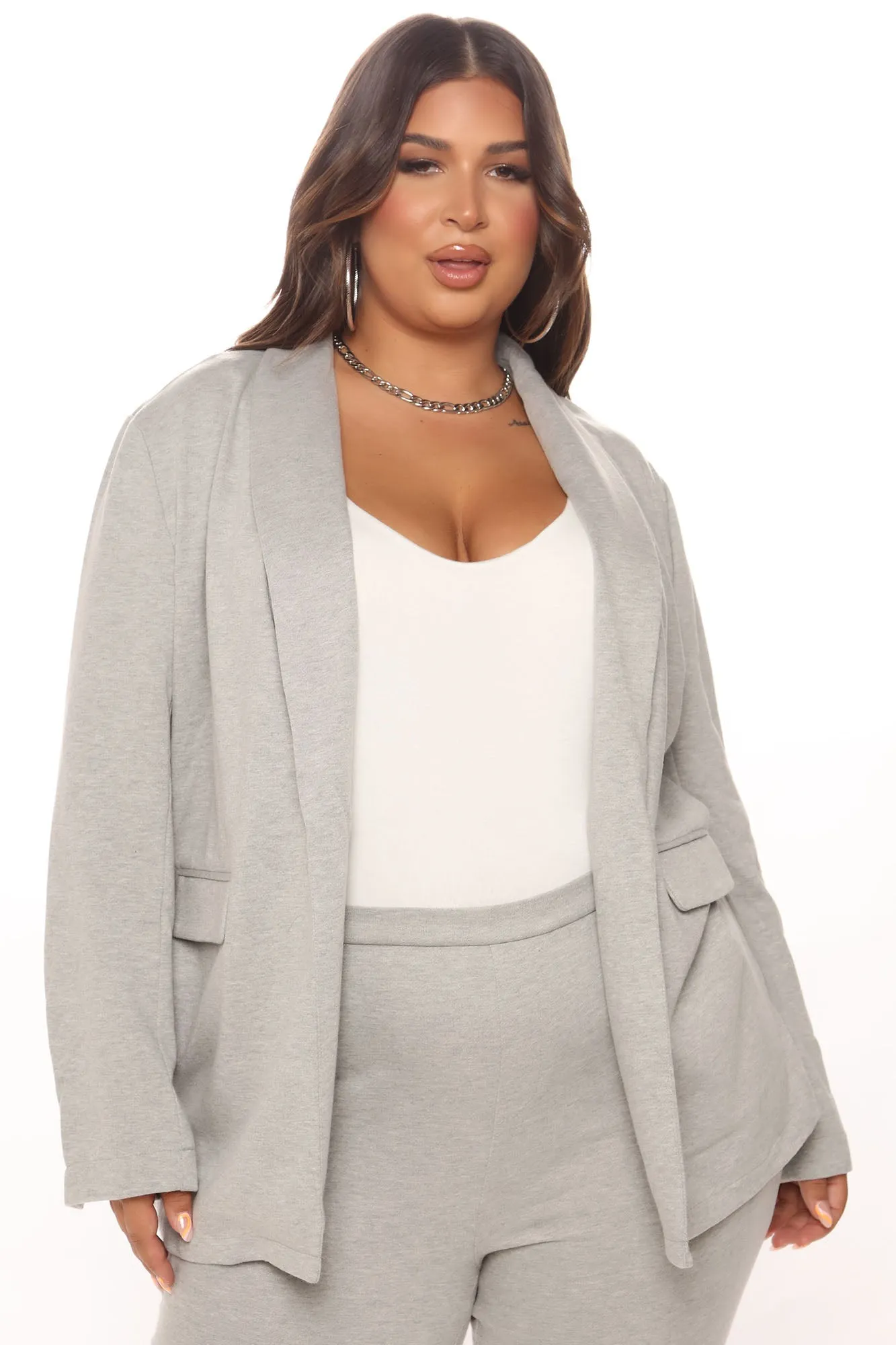 Becca Open Front Blazer - Heather Grey
