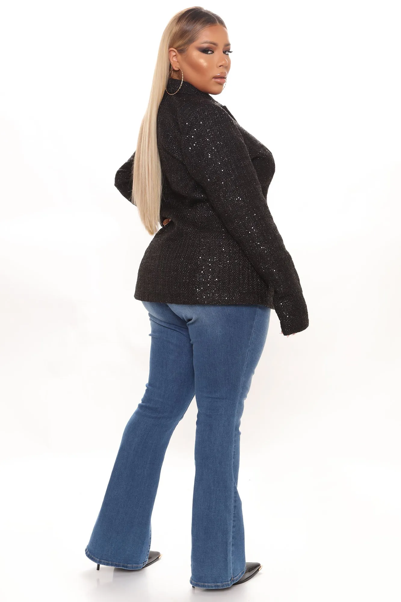 Behind The Scenes Sequin Blazer - Black