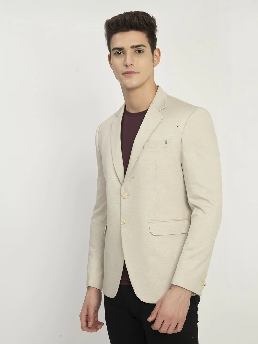 Beige Dotted Cotton Blazer