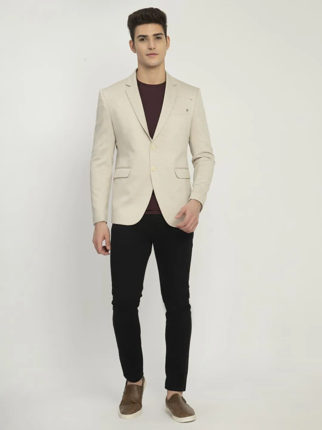 Beige Dotted Cotton Blazer