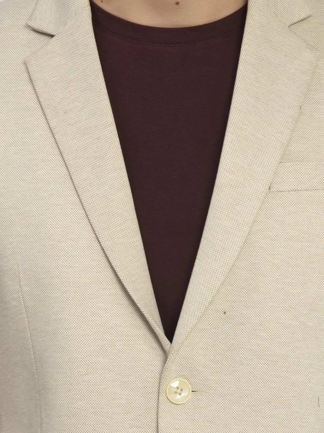 Beige Dotted Cotton Blazer