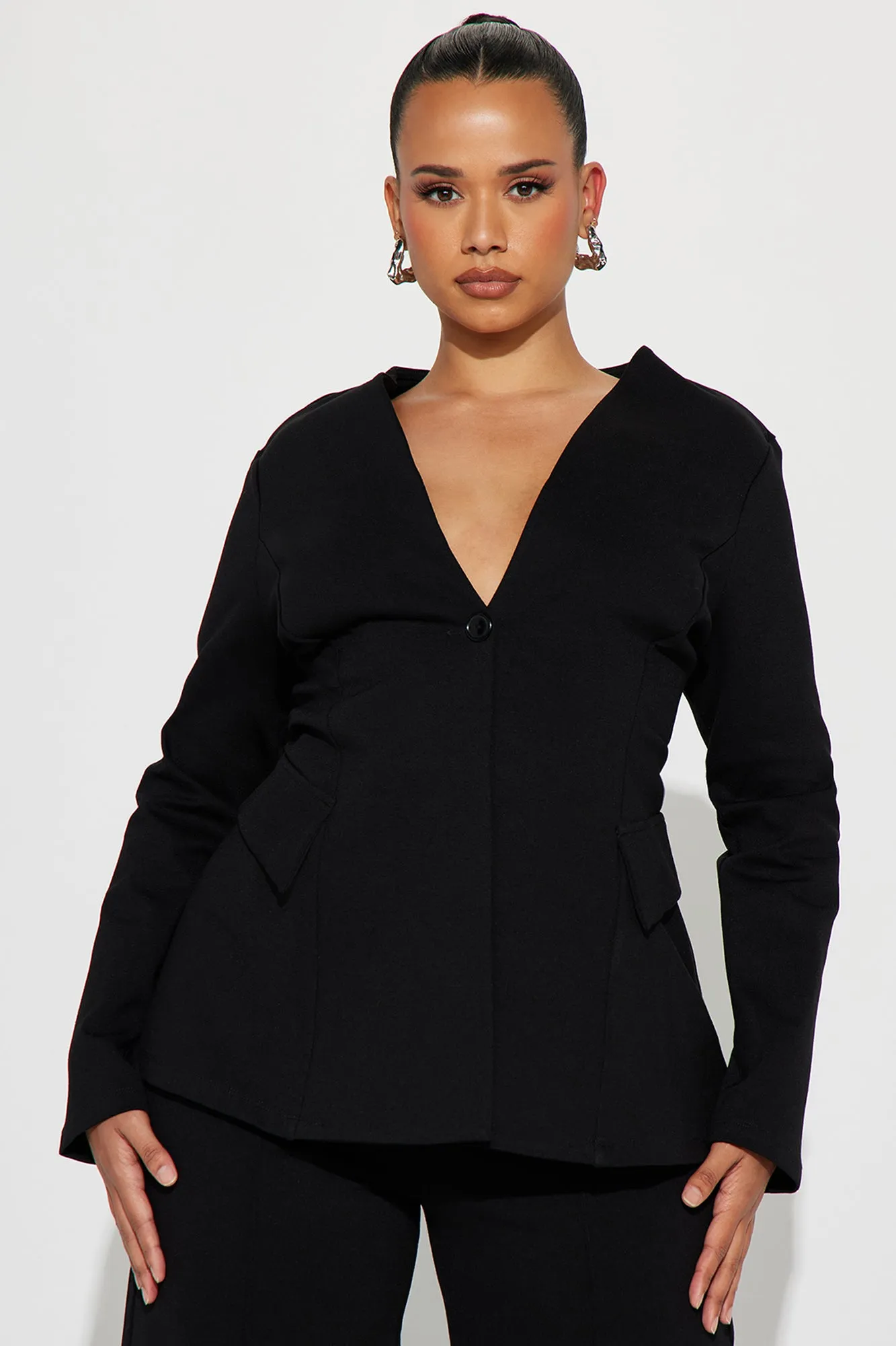 Believe It Blazer Pant Set - Black