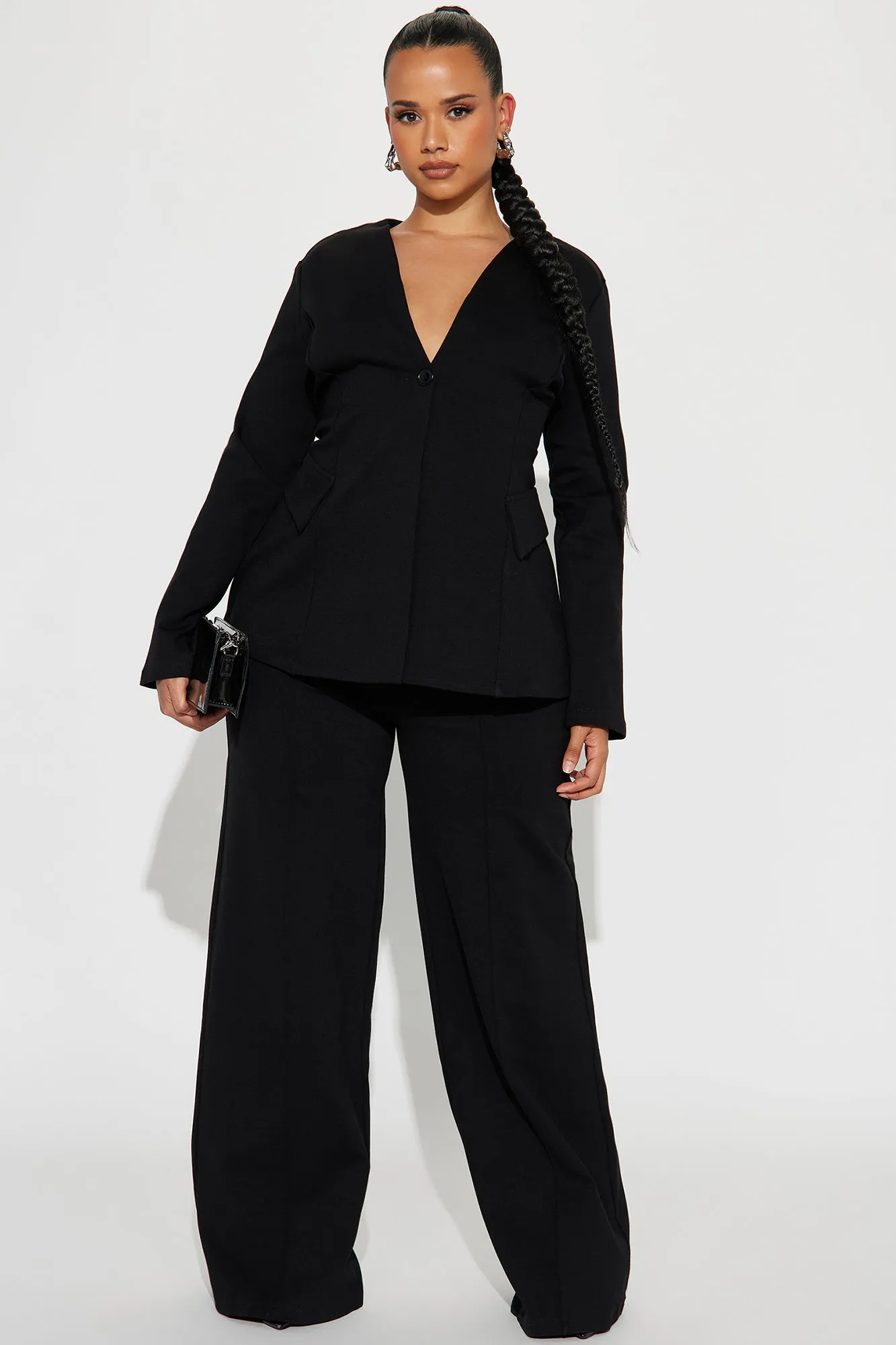 Believe It Blazer Pant Set - Black