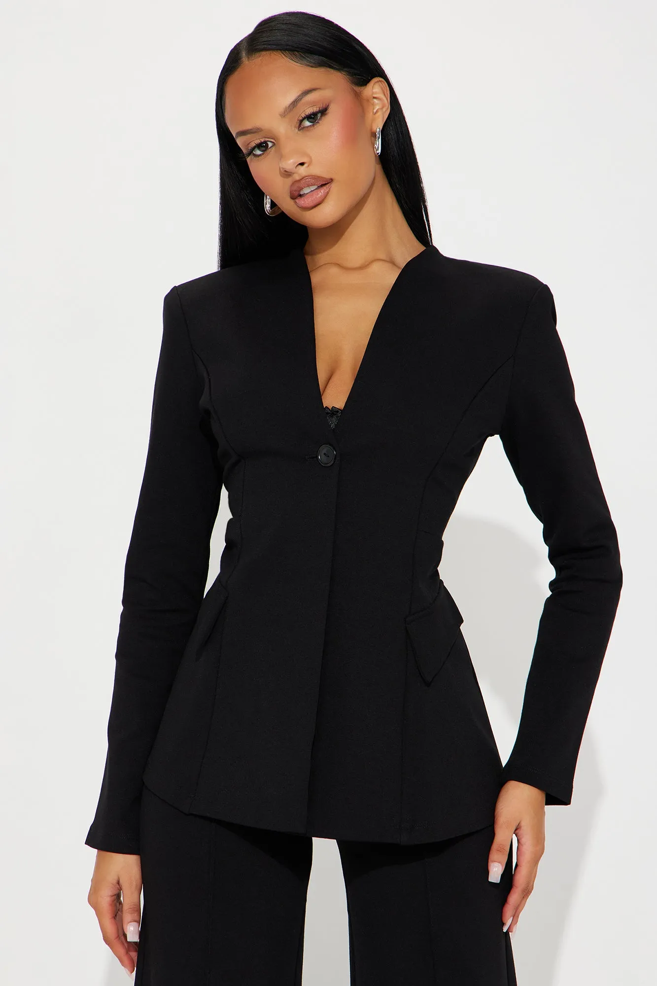 Believe It Blazer Pant Set - Black