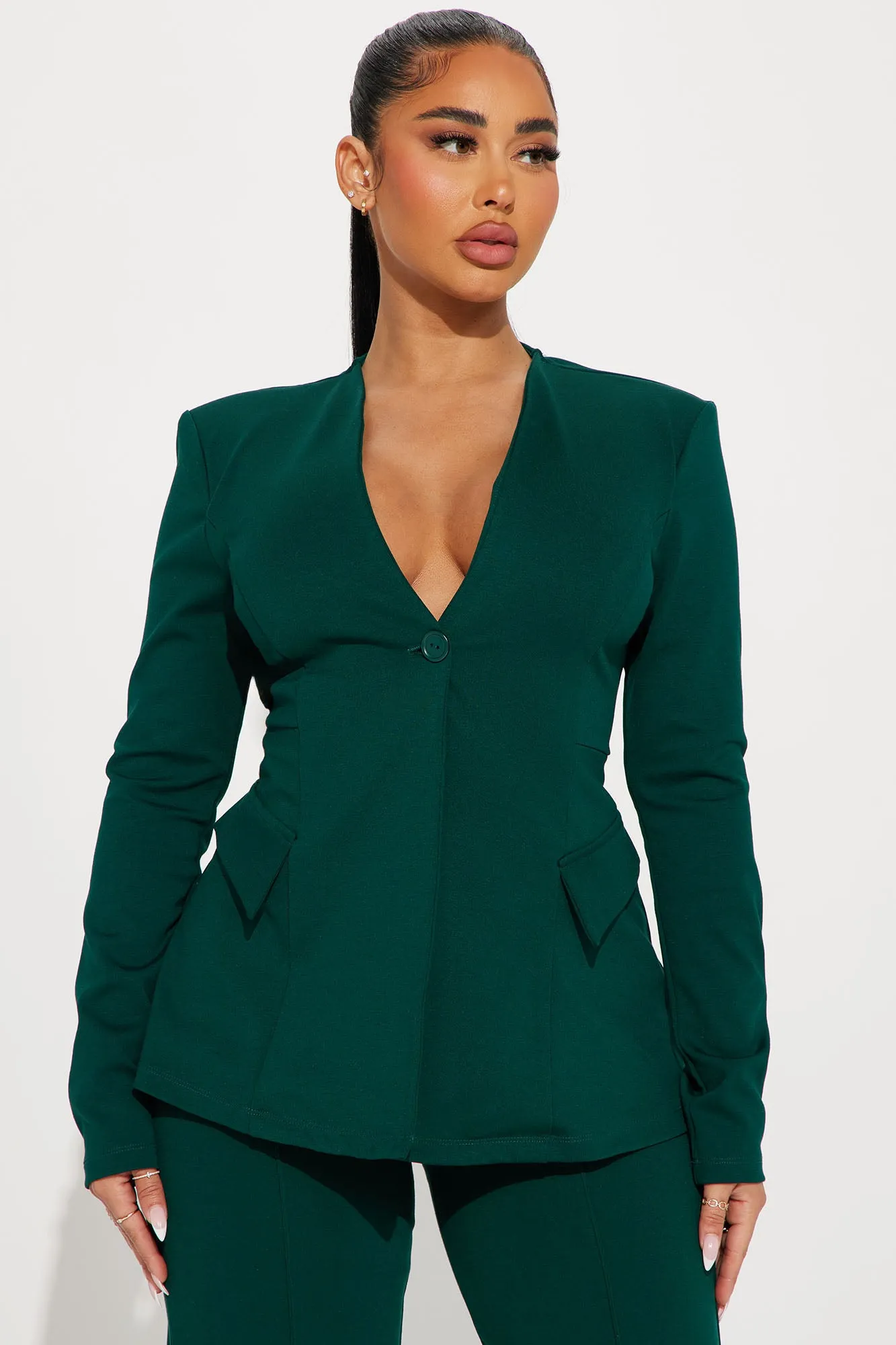 Believe It Blazer Pant Set - Hunter