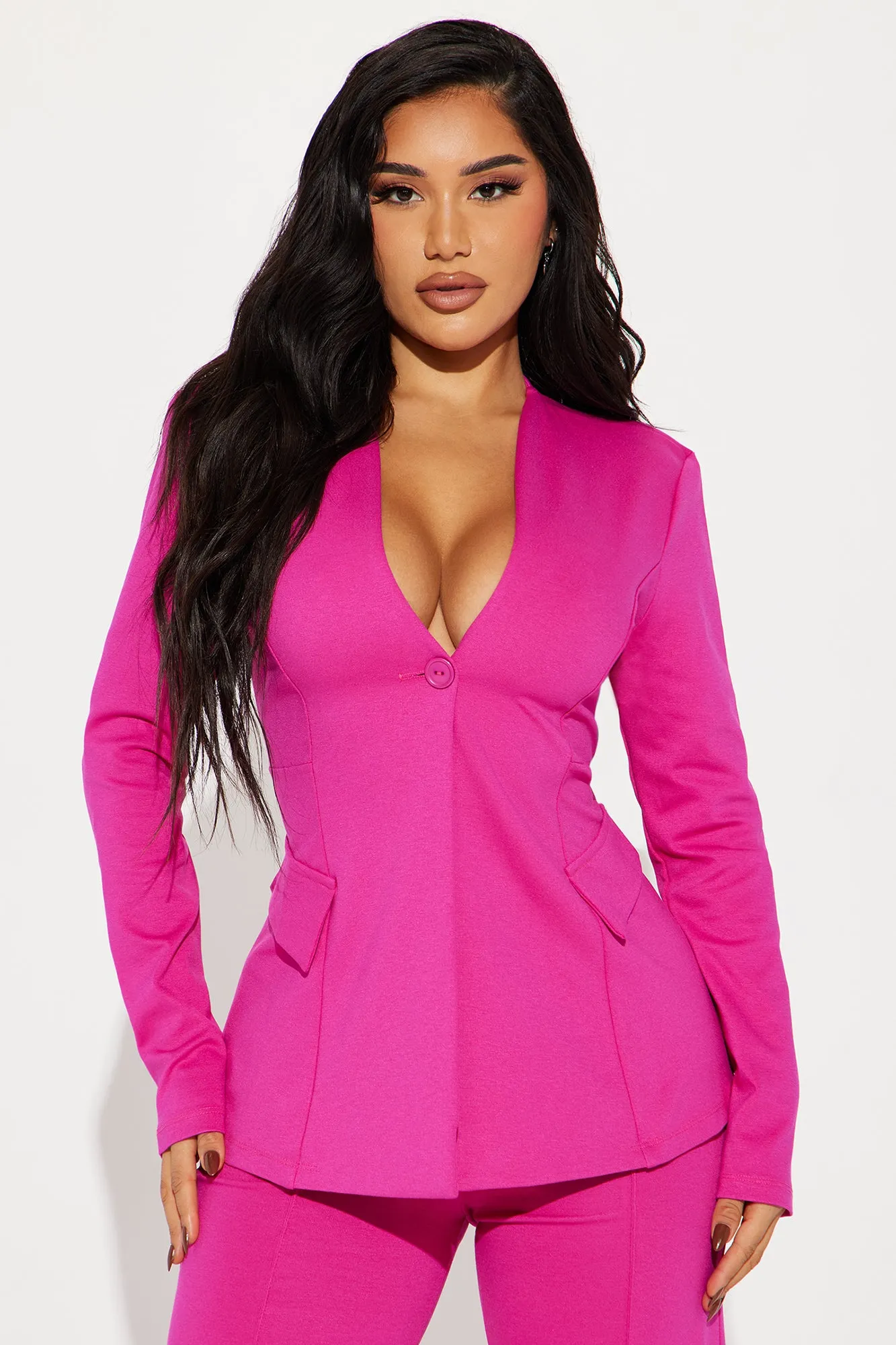 Believe It Blazer Pant Set - Pink