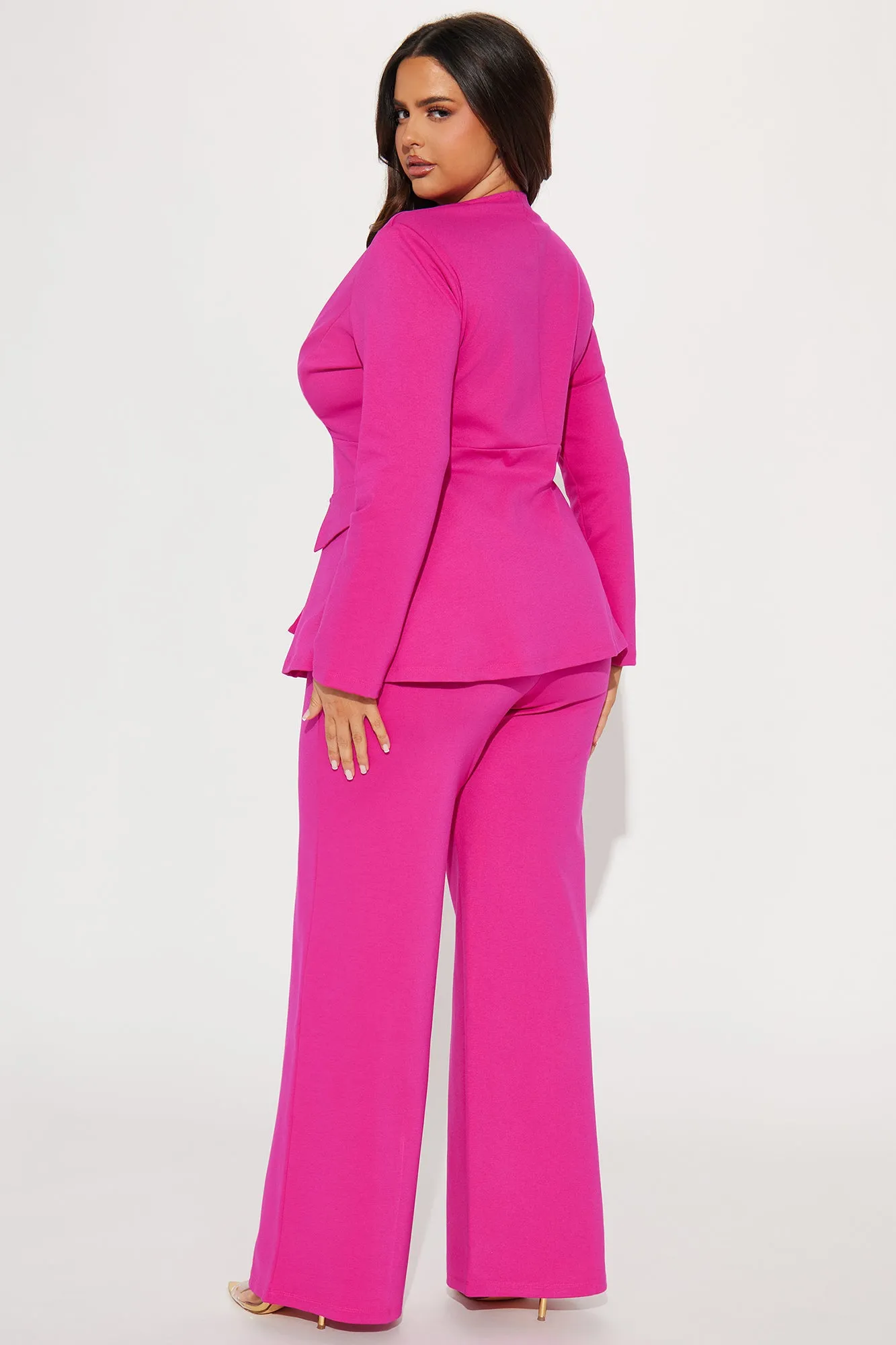 Believe It Blazer Pant Set - Pink