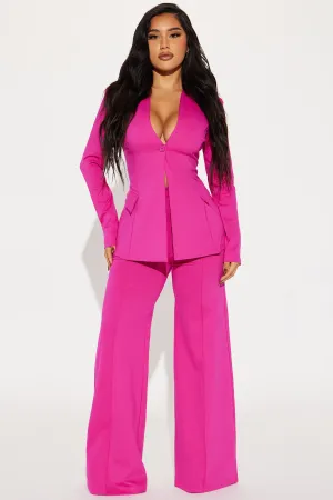 Believe It Blazer Pant Set - Pink