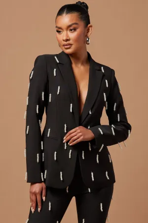 Bella Embellished Blazer - Black
