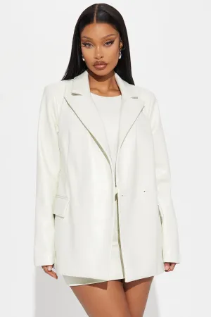 Big Reveal Faux Leather Skirt Set - White