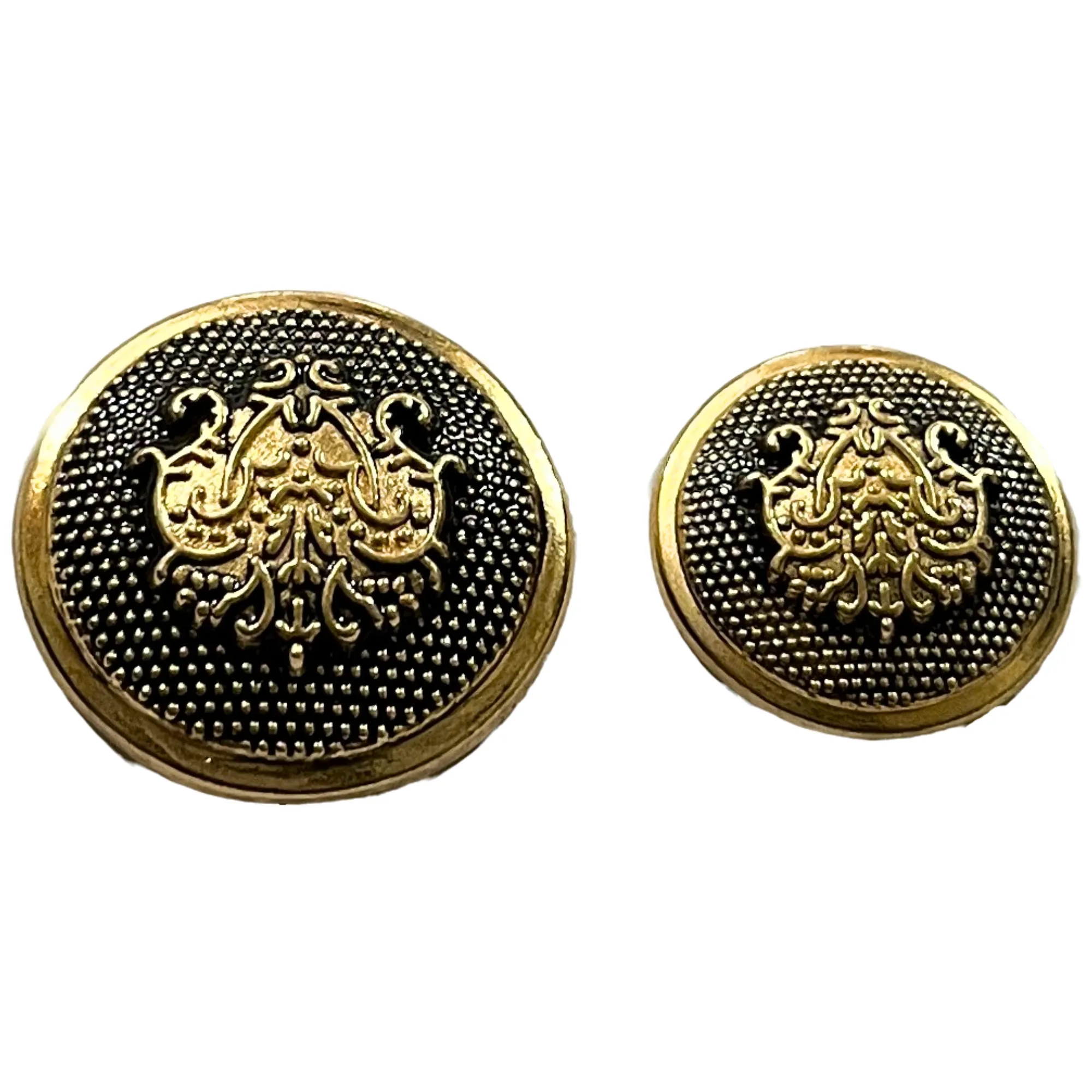 Black & Golden Color King & Queen Singhasan Designer Round 1 Hole Metal Buttons