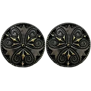 Black Color Ancient Medieval Designer Round 1 Hole Plastic Buttons
