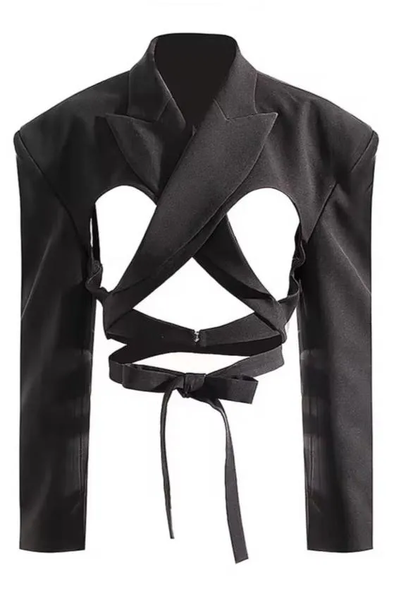 Black Cropped Cut Out Blazer