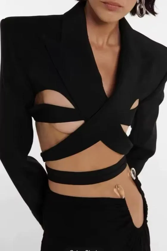 Black Cropped Cut Out Blazer