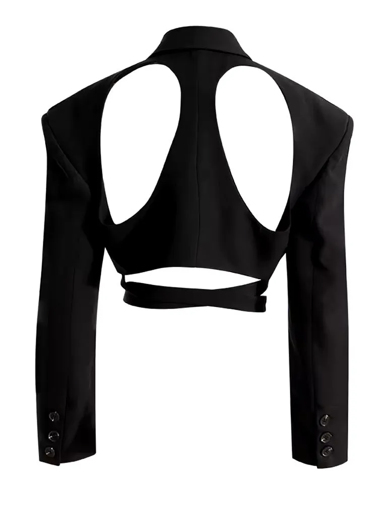 Black Cropped Cut Out Blazer