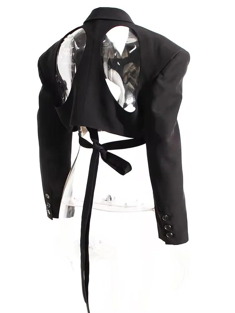 Black Cropped Cut Out Blazer