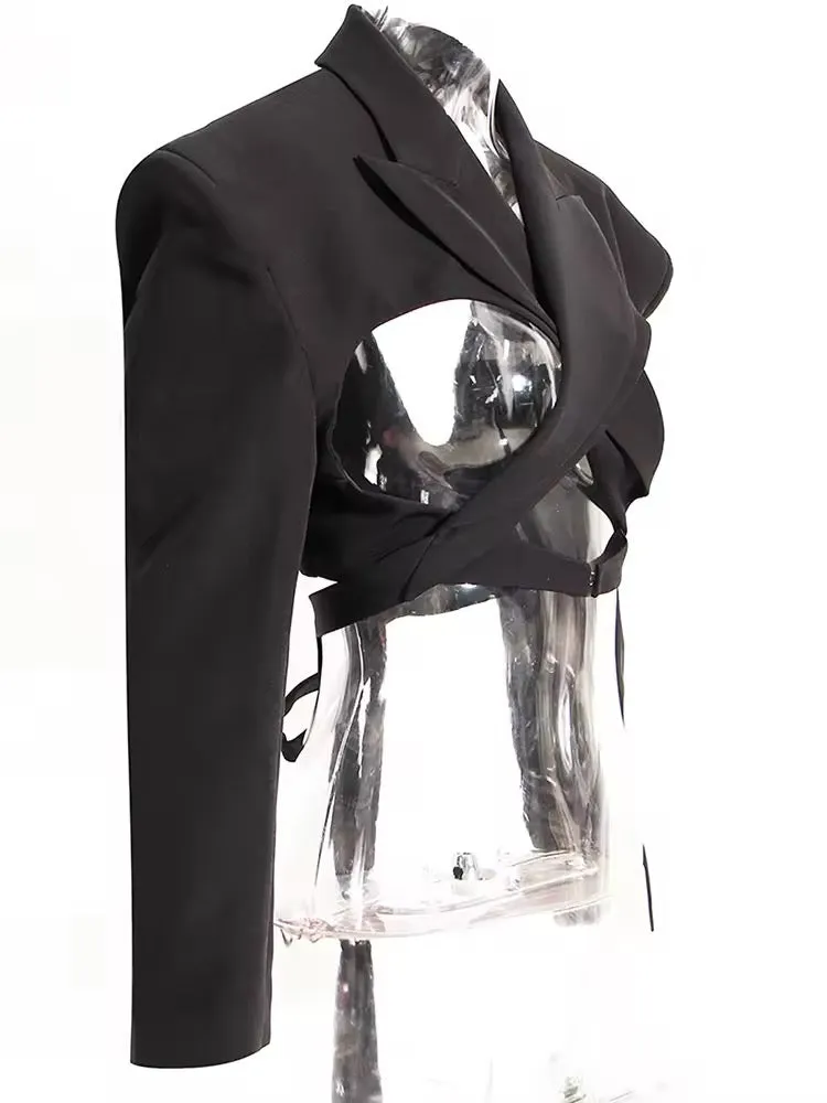Black Cropped Cut Out Blazer