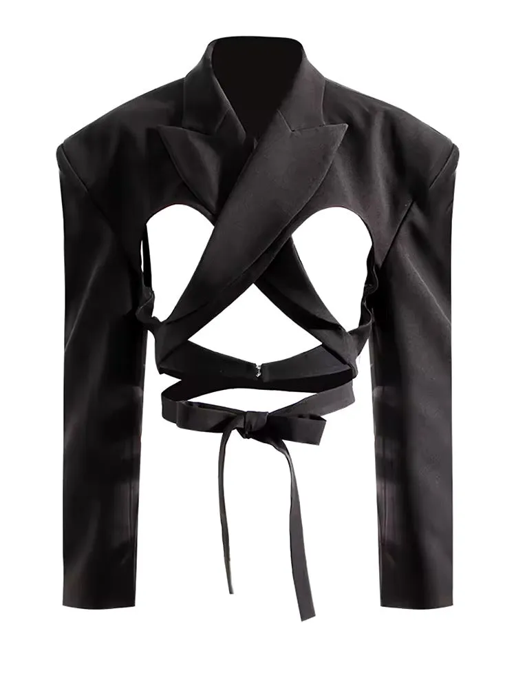 Black Cropped Cut Out Blazer