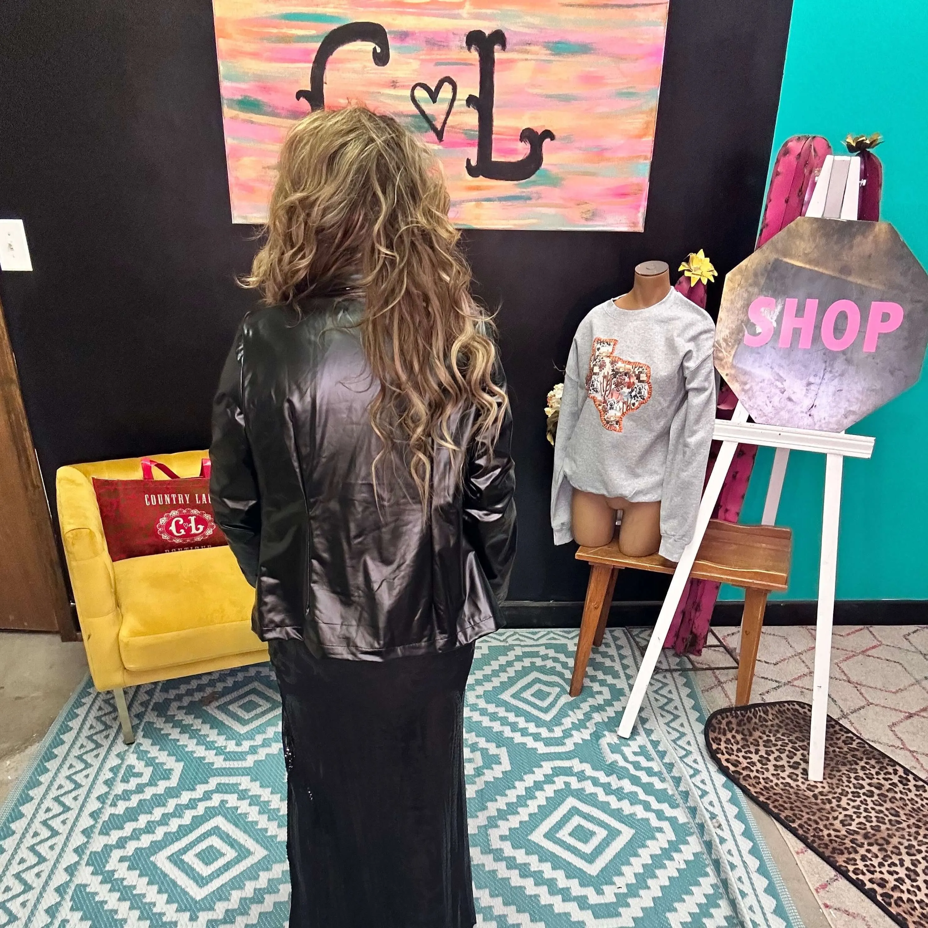 Black Faux Leather Blazer