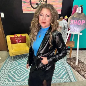 Black Faux Leather Blazer