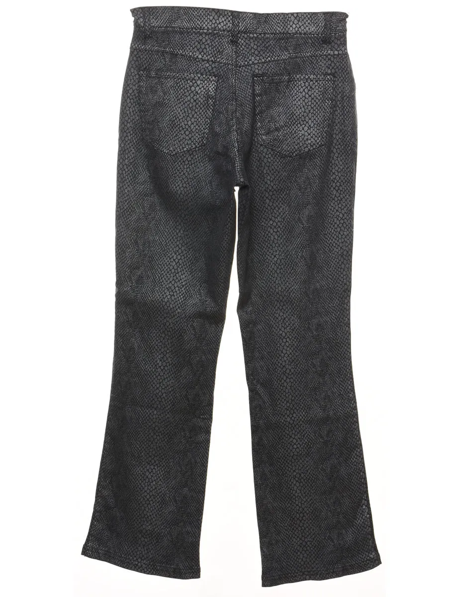 Black Flared Snakeskin Jeans - W28 L30