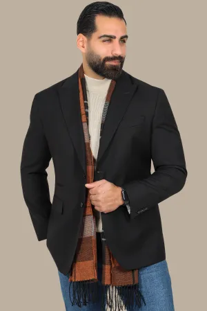 Black Peak Lapel Structured Blazer