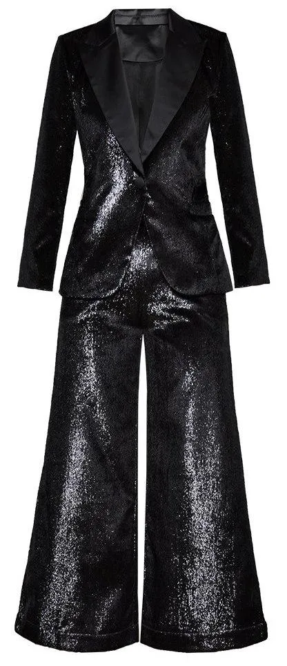 Black Sequined Blazer and Pant Suit