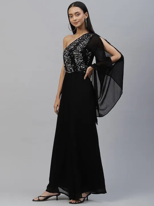 Black Sequinned Jumpsuit For Women