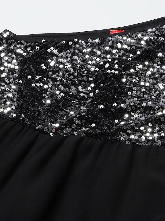 Black Sequinned Jumpsuit For Women