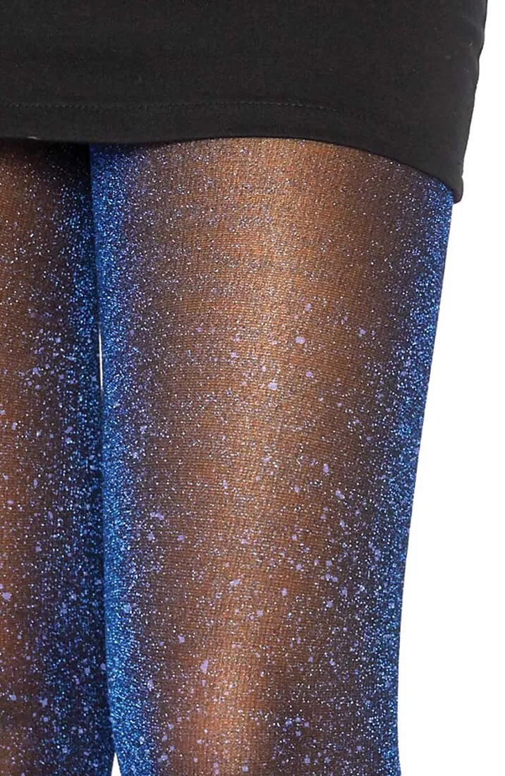 Black tights with blue glitter
