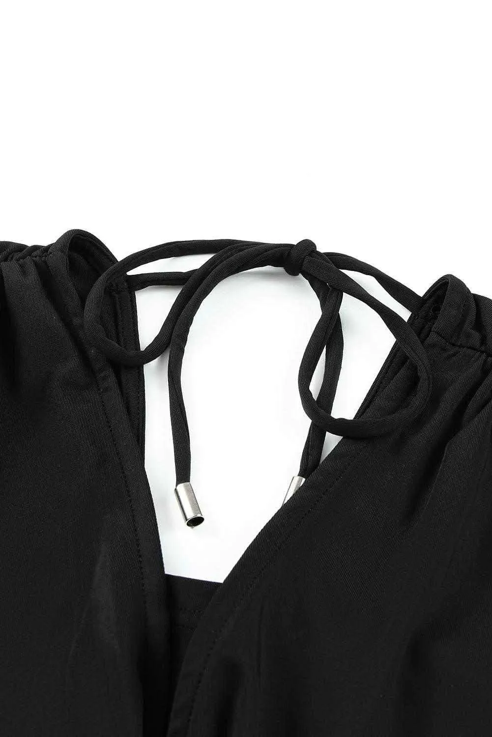 Black V-Neck Dolman Sleeves Wide Leg Jumpsuit - Chic Style