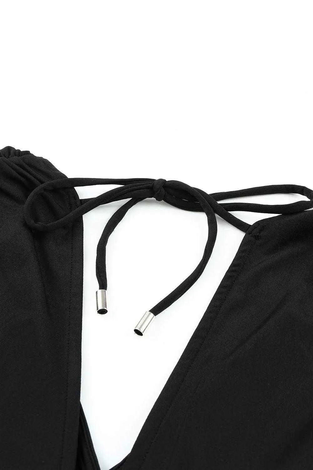 Black V-Neck Dolman Sleeves Wide Leg Jumpsuit - Chic Style