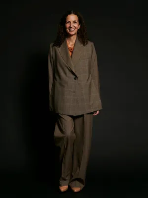 Blazer with Hidden Pockets in Camel Check