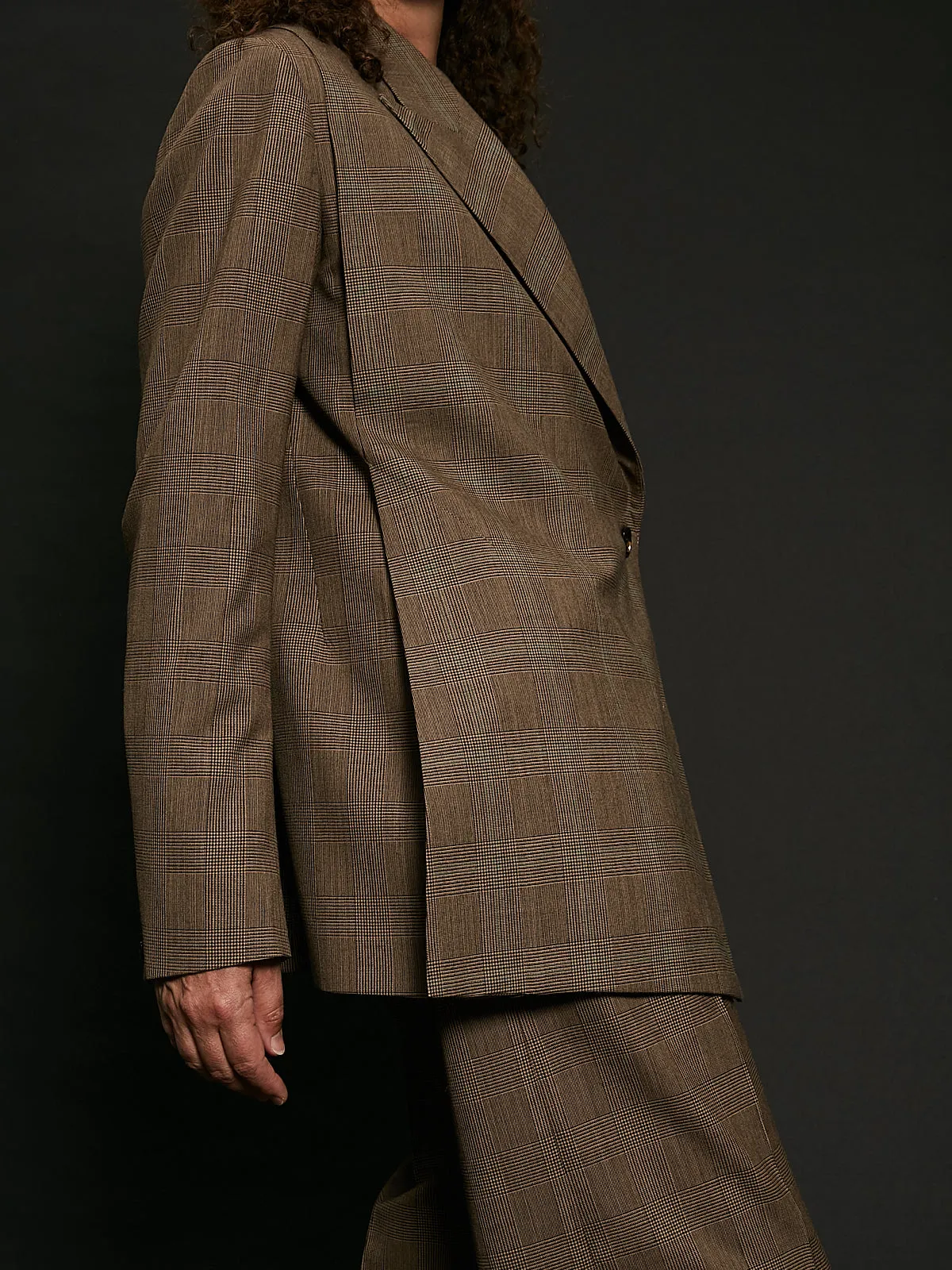 Blazer with Hidden Pockets in Camel Check
