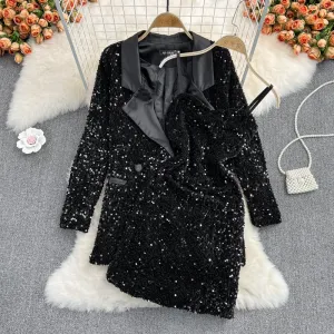 Blazer&Slip Dress Sequined 2Pcs Set