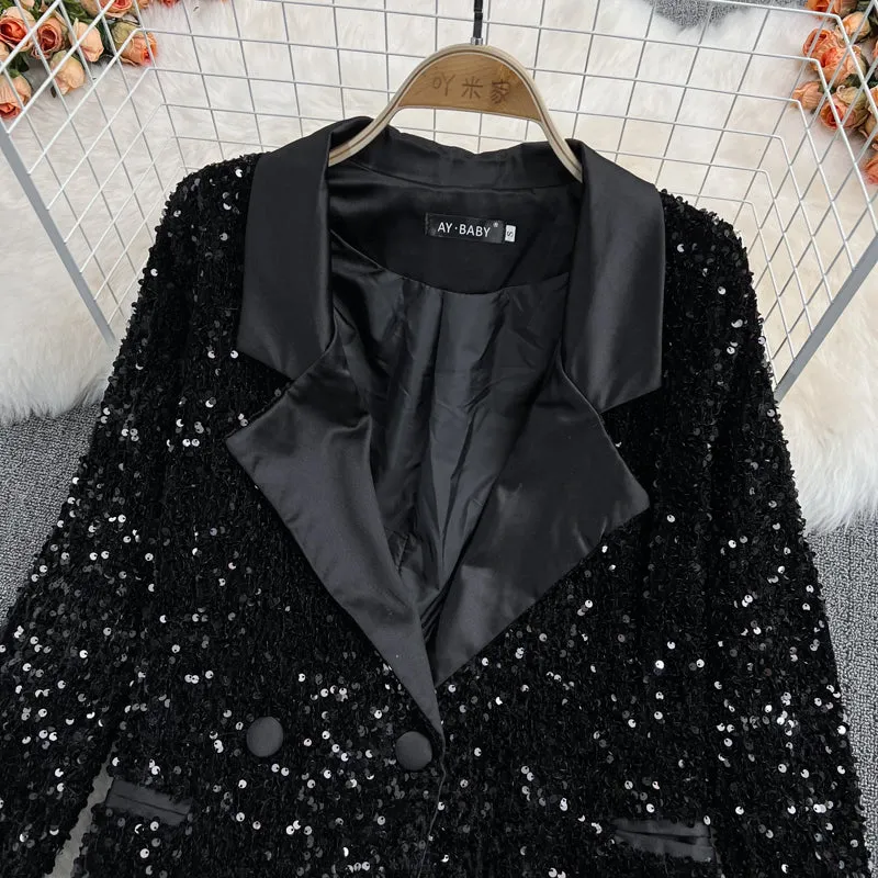 Blazer&Slip Dress Sequined 2Pcs Set