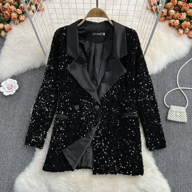 Blazer&Slip Dress Sequined 2Pcs Set