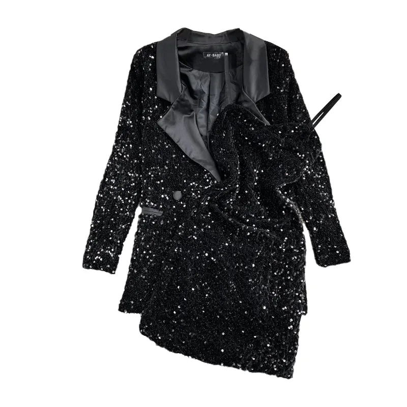 Blazer&Slip Dress Sequined 2Pcs Set