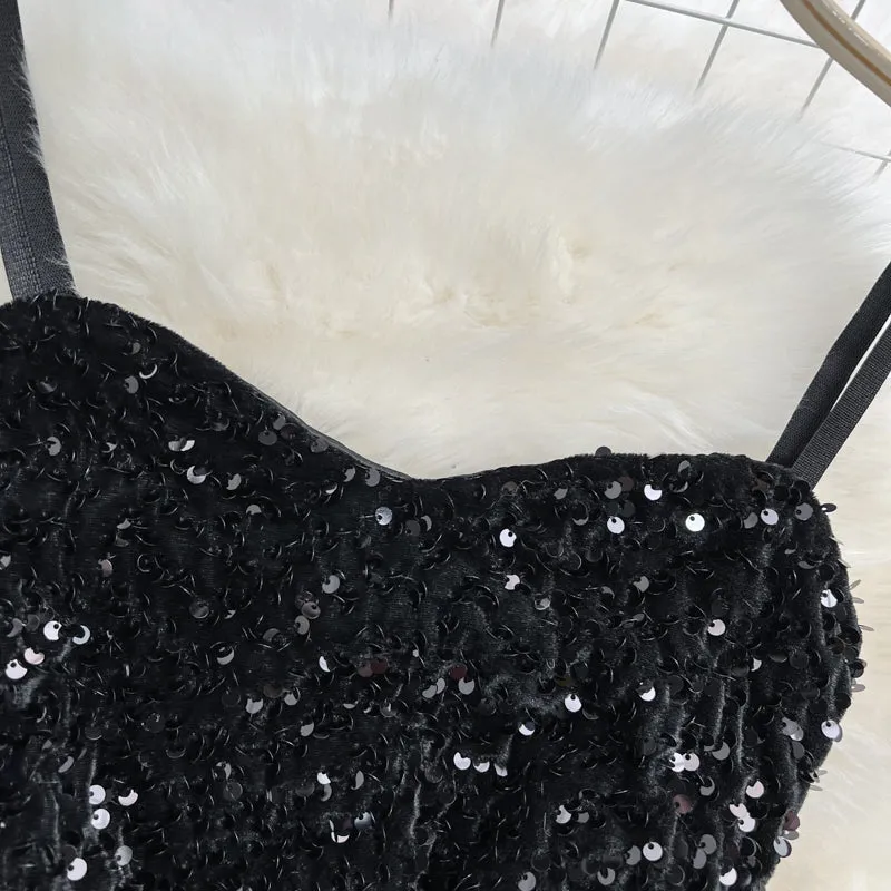 Blazer&Slip Dress Sequined 2Pcs Set