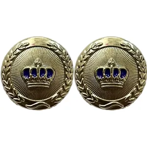 Blue & Silver King and Queen Crown Design Round 1 Hole Metal Buttons