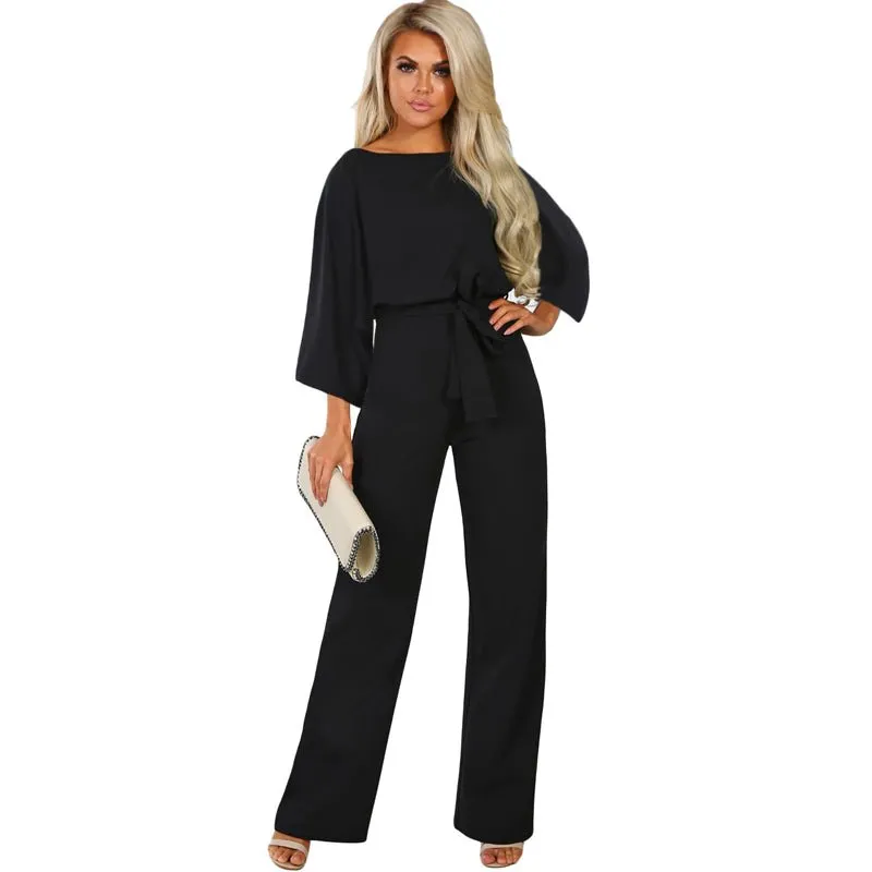 Blue Half Sleeves Peplum Waist Jumpsuit